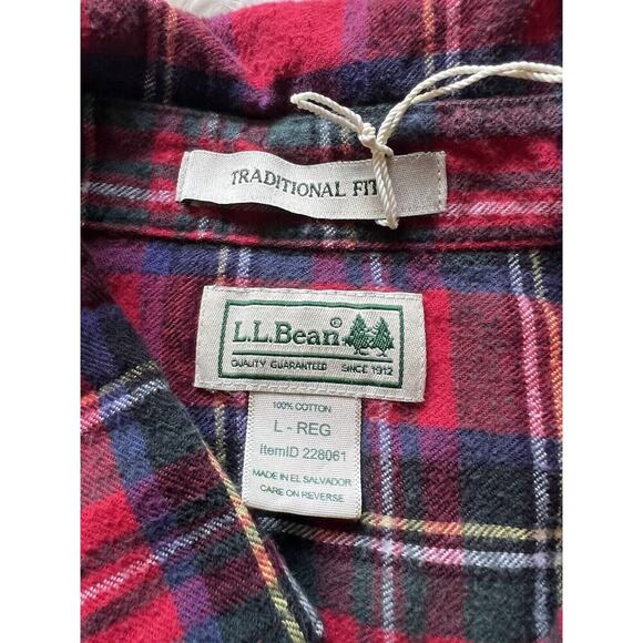 Vintage LL Bean Button Down Shirt Men's L Traditional Fit Long Sleeve Plaid Red - Picture 5 of 7